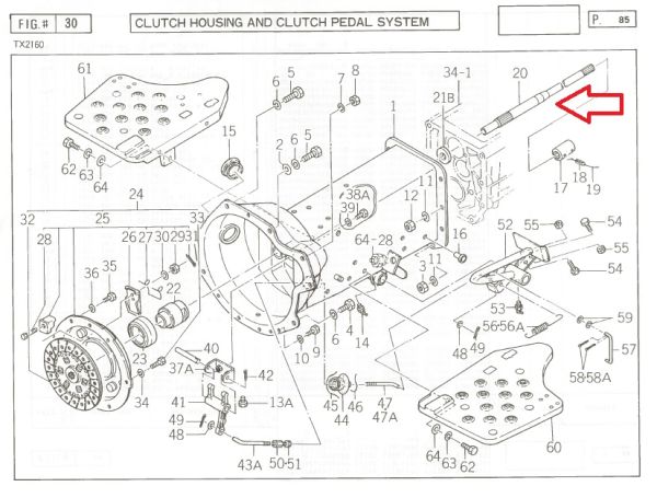 Kernwelle von Motor zum Getriebe für Iseki TX Modelle